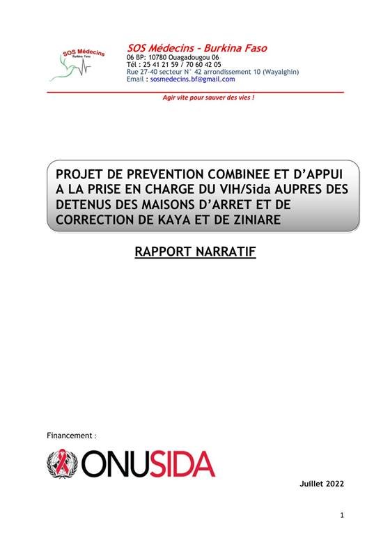 SOS Médecins Burkina Faso — Rapport ONUSIDA 2022