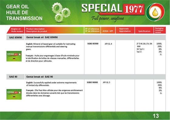 Special Oil 1977 — CATALOG SPECIAL OIL 1977