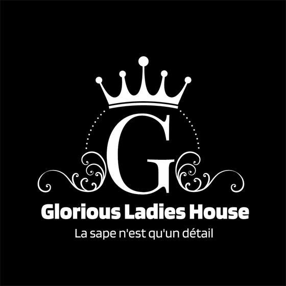Glorious Ladies House — logo blanc fond noir
