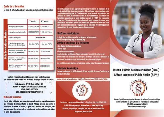 IASP – Institut Africain de Santé Publique — DEPLIANT F1